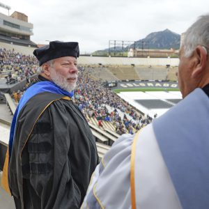 Steve Wozniak was the 2024 Commencement Address speaker at the University of Colorado Boulder.  (Photo by Casey A. Cass/University of Colorado)